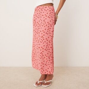 Glamorous Bias Cut Midi Skirt in Pink Strawberry in Sz S